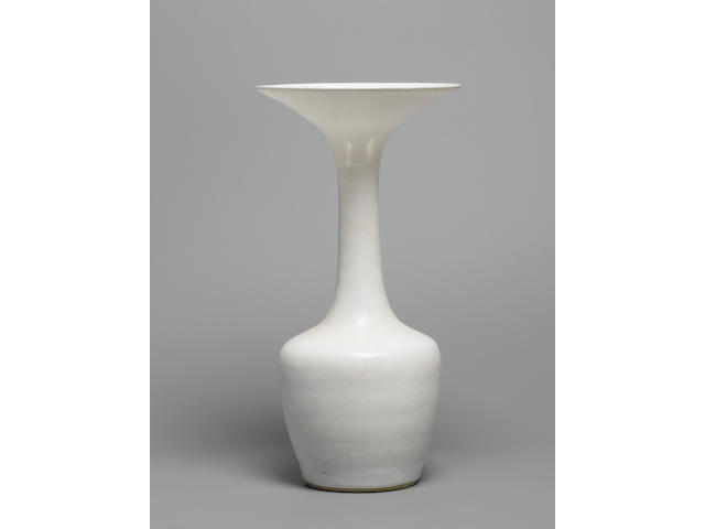 Dame Lucie Rie a large mallet-shaped Vase with flaring rim, circa 1970 Height 13in. (33cm)