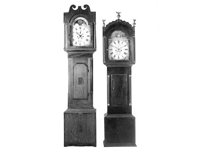 An early 19th Century oak and mahogany banded longcase clock,
