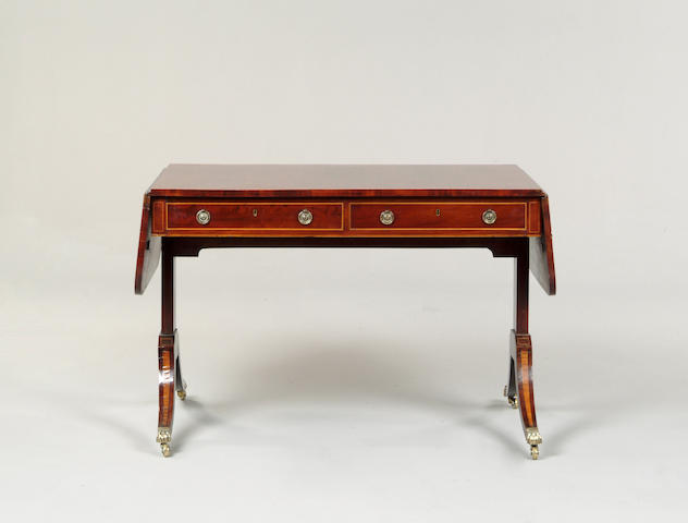 A 19th century mahogany and satinwood banded sofa table