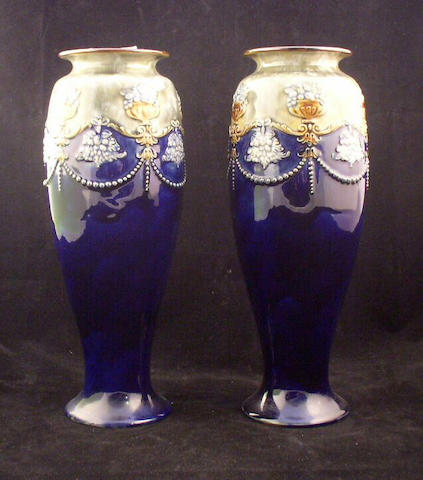 Lambeth A pair of Doulton Lambeth vases, circa 1905,