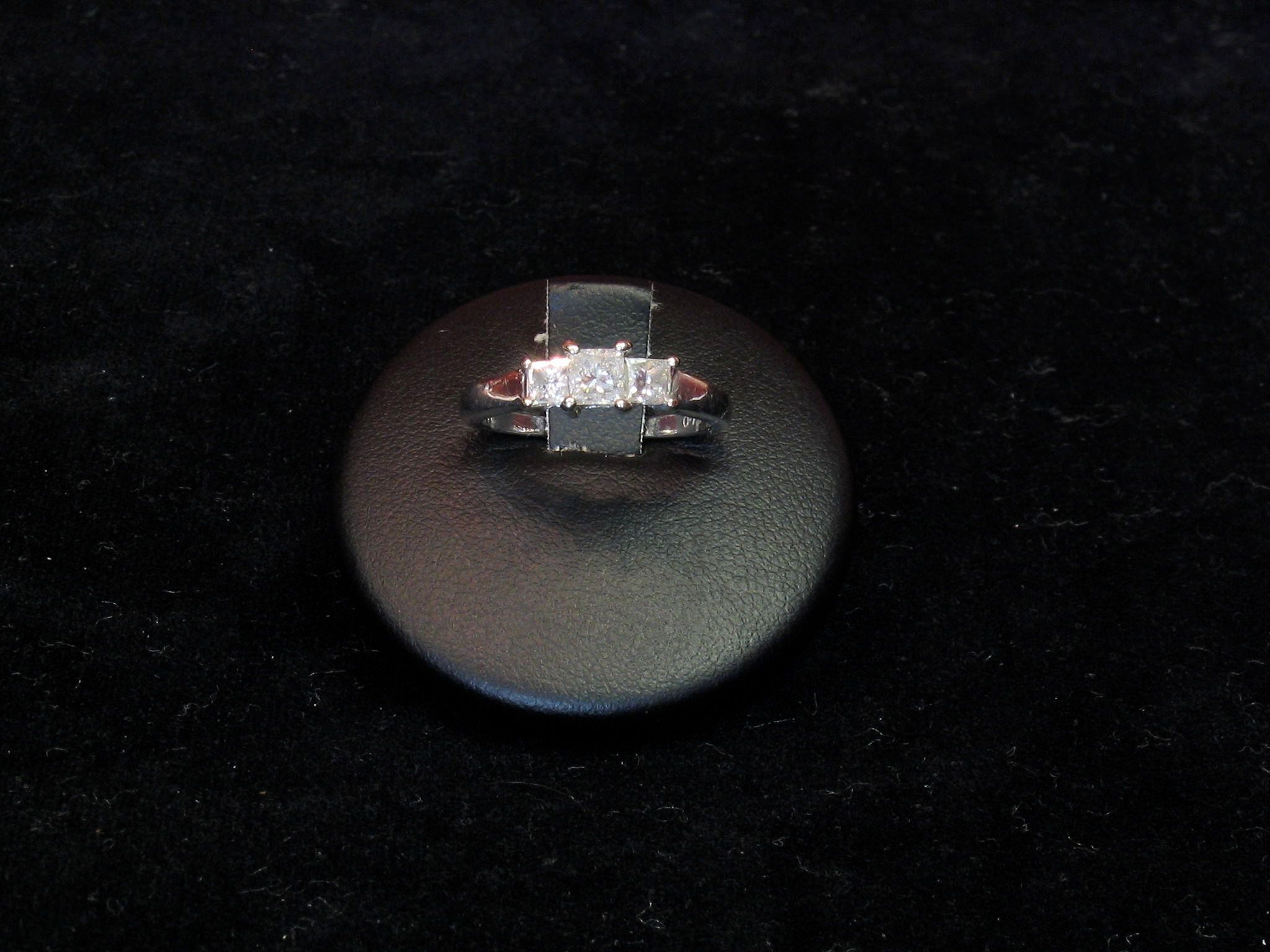 A diamond three-stone ring