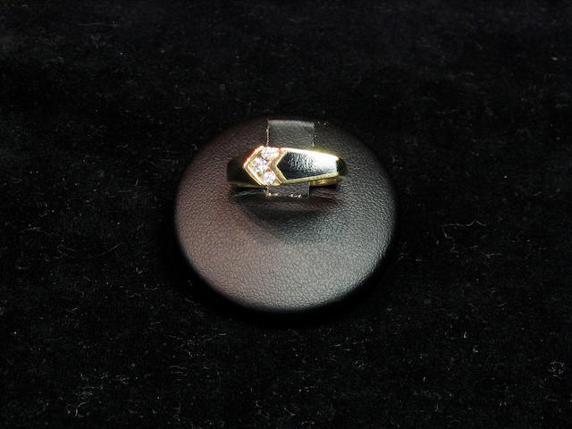 An abstract design onyx and diamond ring by Kabana