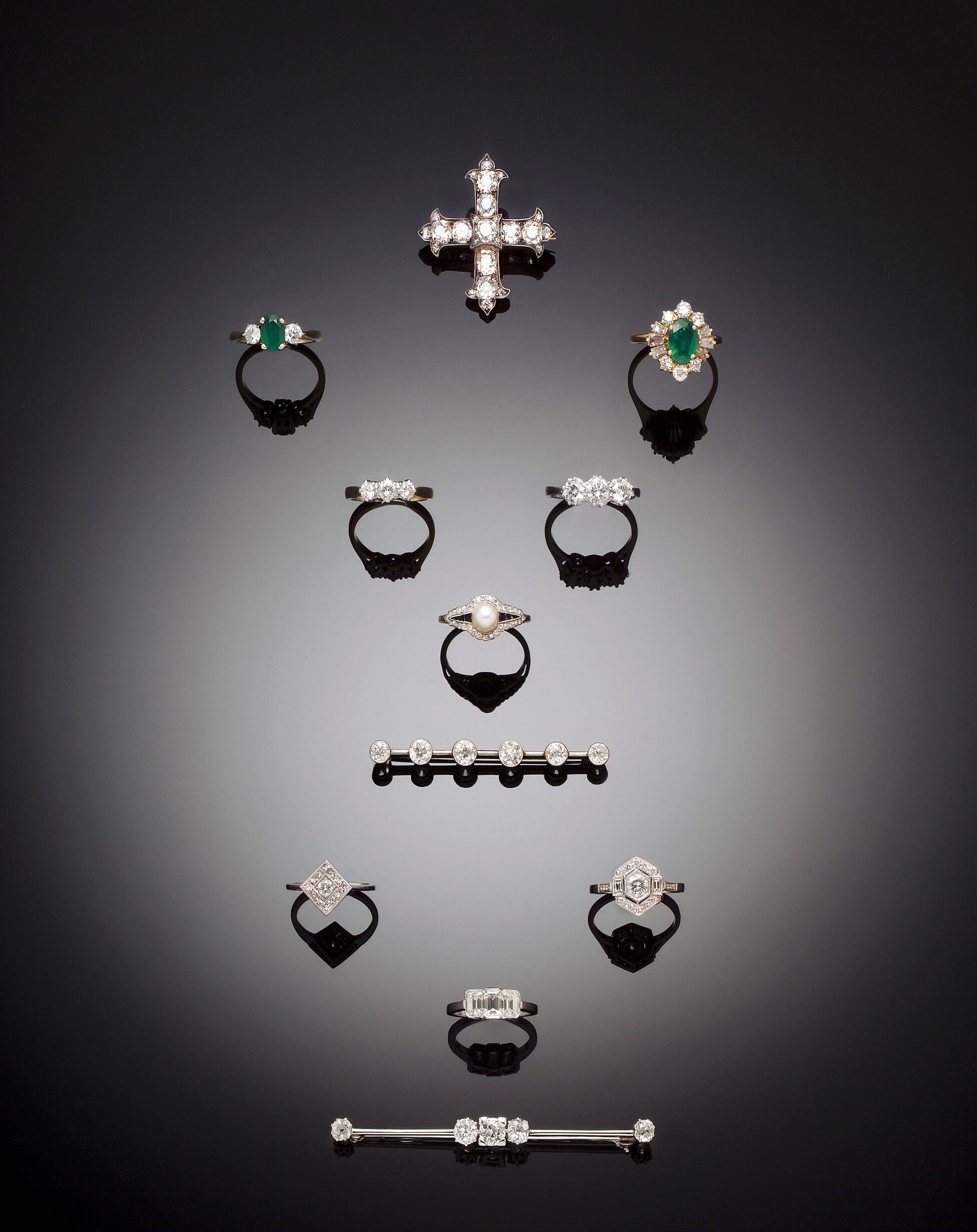 A diamond three-stone ring