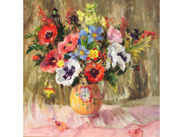 Mary Armour RSA RSW (1902-2000) 'Spring Flowers with Poppies' 63 x 63cm (25 x 25ins)
