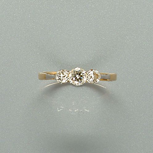 A diamond three-stone ring
