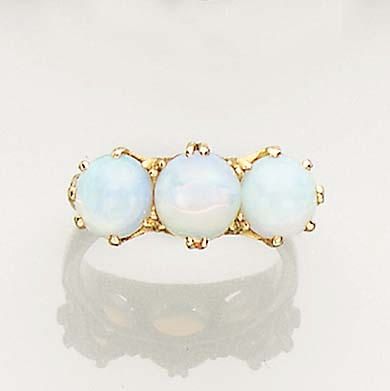An opal three-stone ring
