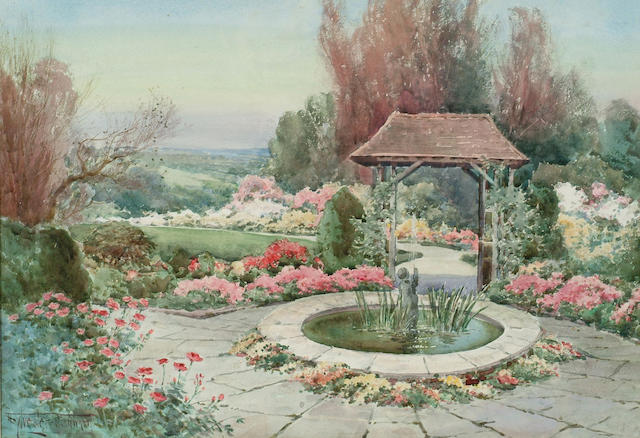 Henry Sylvester Stannard (1870-1951) 'Josiah and Sarah Wedgwood's garden' 33 x 48cm (13 x 19cm)