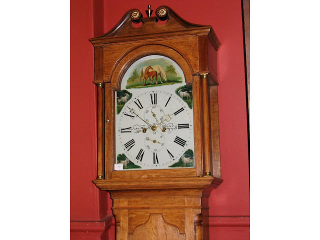 A 19th Century and later oak Longcase Clock, John Ma*le, Wooler,