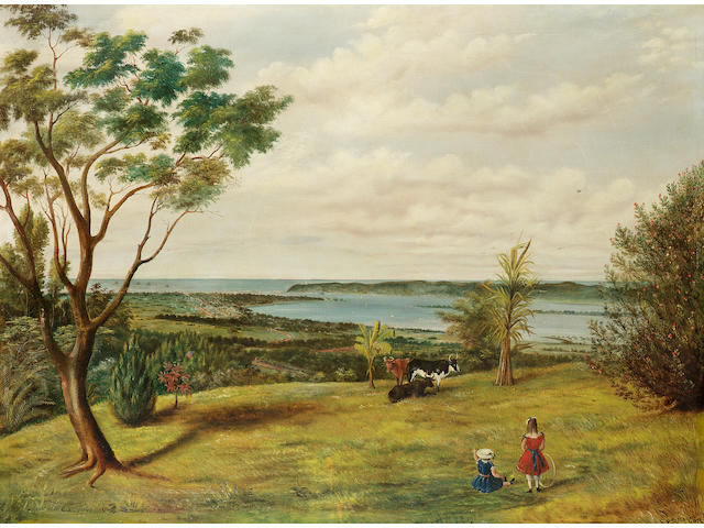 Edwin Roper Loftus Stocqueler (British, 1829-1895) The port of Durban, Natal, South Africa 73.6 x 98.4 cm. (29 x 38 3/4 in.)