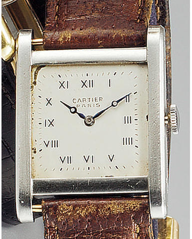 Cartier. A fine and rare gents platinum wristwatch Tank, Paris, No.11421.26140, 1920s