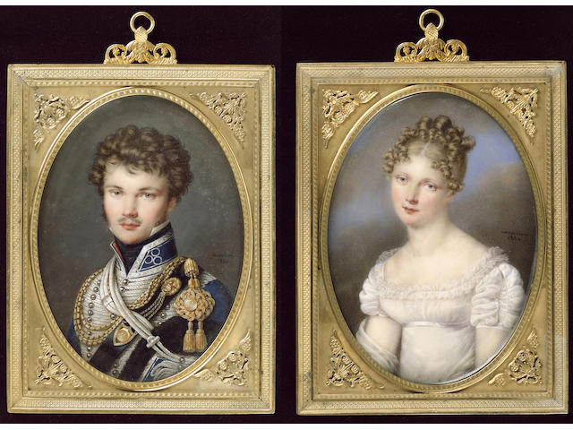 Andr&#233; L&#233;on Larue called Mansion, A pair of portraits of Count Esterhazy and his wife, n&#233;e Dillon: he