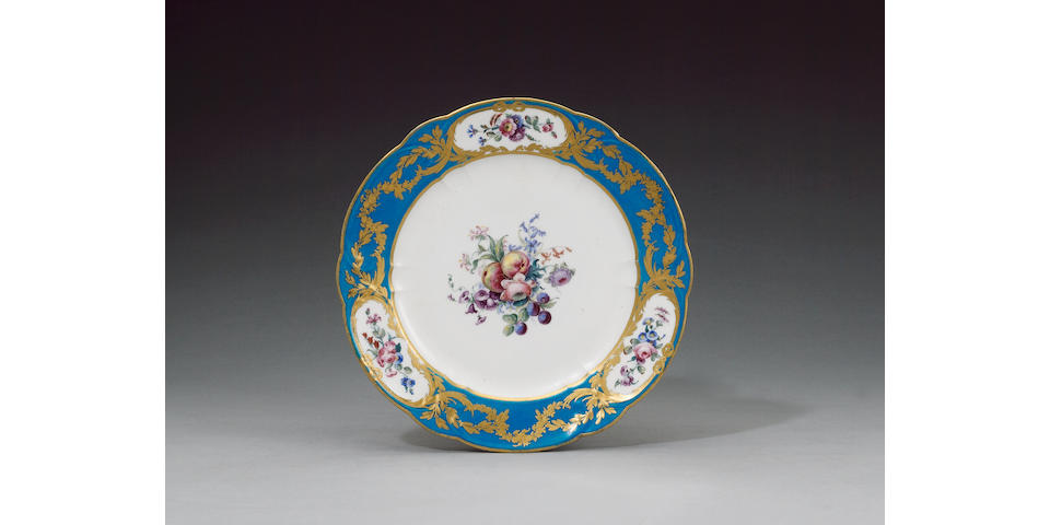 An important S&#232;vres plate from the Duchess of Manchester service date letter for 1782