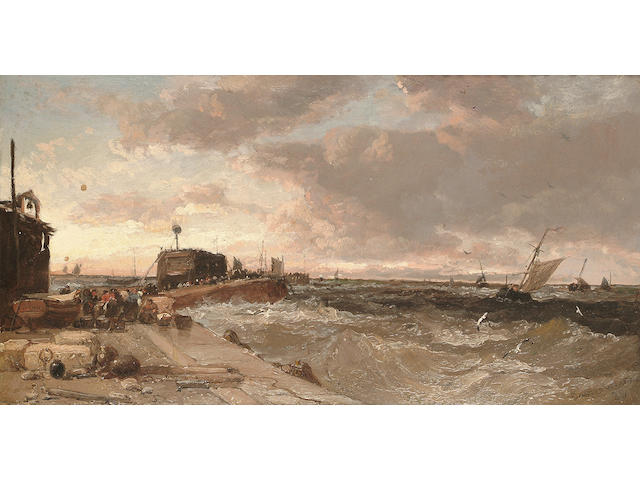James Webb (British, 1825-1895) Off Normandy, 16.5 x 30.6 cm (6 1/2 x 12 in)