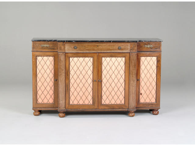 A George IV rosewood breakfront side cabinet