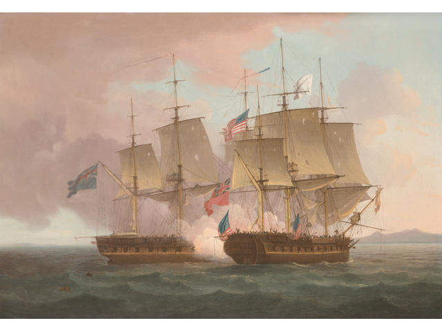 Thomas Whitcombe (British, c.1752-1824) The celebrated engagement during which H.M.S. &#8220;Shannon&#8221; captured the American frigate &#8220;Chesapeake&#8221;, 1st June 1813 43.2 x 61cm. (17 x 24in.)