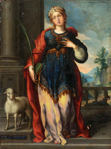 Pietro Sigismondi (Lucca-before 1624-Rome) Saint Agnes 36.8 x 27.8 cm. (14&#189; x 10 7/8 in.) unframed