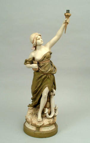 A Royal Dux figure lamp stand