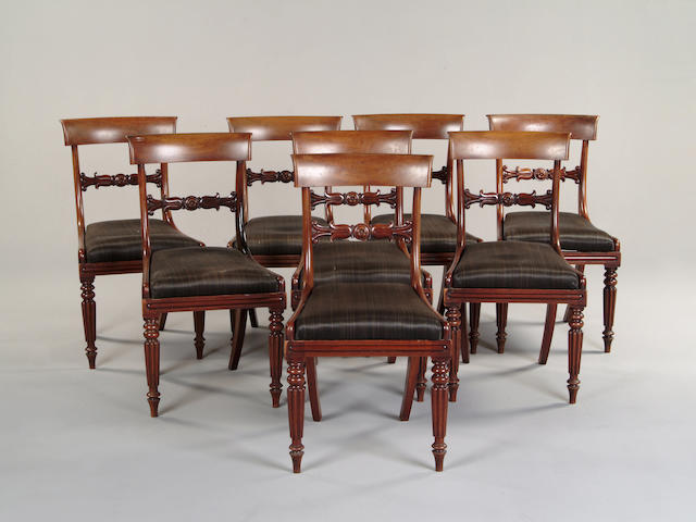 A set of eight Regency mahogany dining room chairs