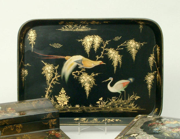 An early Victorian papier m&#226;ch&#233; tray,
