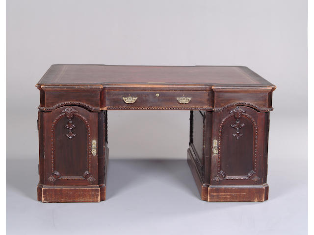 A Victorian stained partners desk