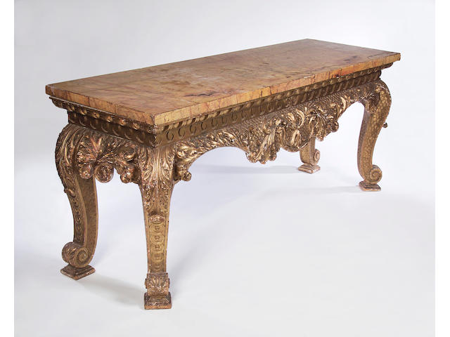 A George II style giltwood and gesso marble topped Console Table,