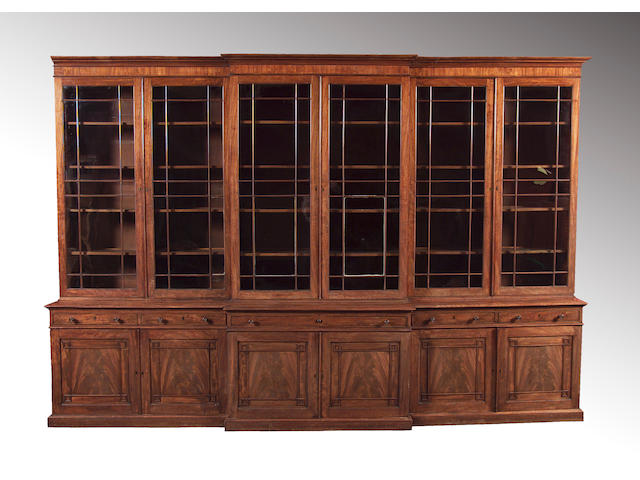 A fine Regency mahogany breakfront secretaire Library Bookcase,attributed to Gillows