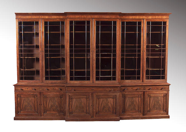 A fine Regency mahogany breakfront secretaire Library Bookcase,attributed to Gillows