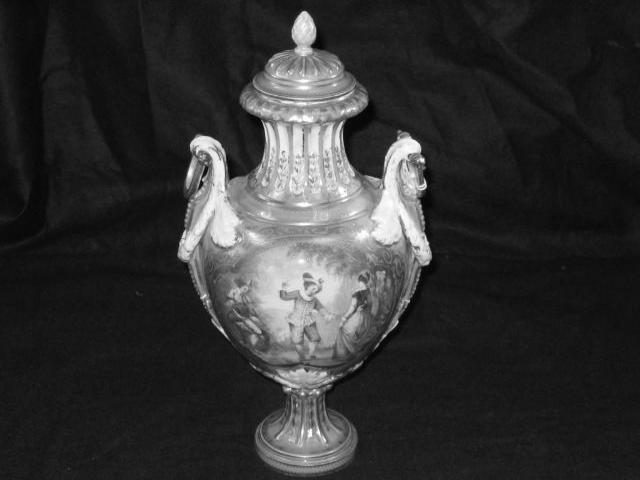 A S&#232;vres style porcelain vase and cover,