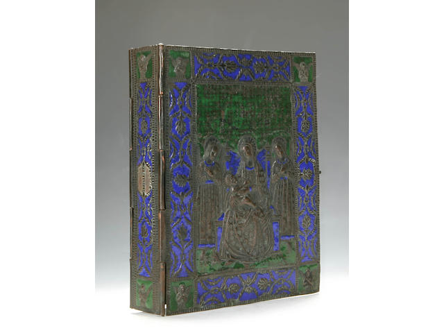A copper and enamelled Gospel Cover,