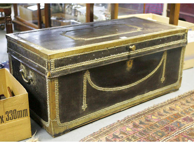 A 19th Century brass bound and studded Trunk,