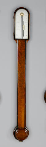 A good late 18th century ebony banded mahogany stick barometer George Adams, Fleet Street, London
