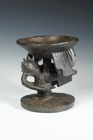A Yoruba wood divination bowl good patina, 16cm. high