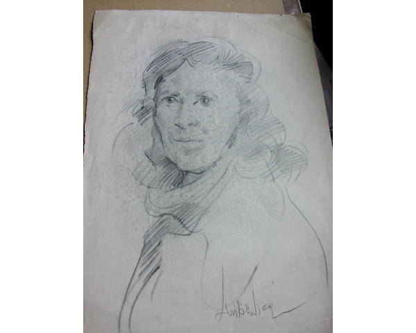 Robert Lenkiewicz, study of a lady, pencil on paper, 42 x 29.5cm, signed