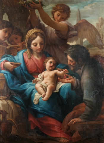 Francesco Mancini (S. Angelo in Vado 1679-1757 Rome) The Rest on the Flight into Egypt 135.5 x 100 cm. (53 3/8 x 39 3/8 in.)