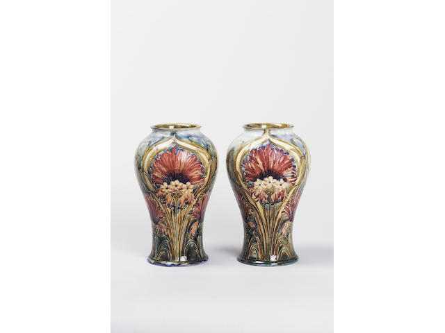 'Brown Chrysanthemum' A Pair of Vases