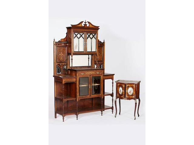 An Edwardian rosewood and inlaid display cabinet,