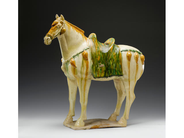 A large sancai figure of a stallion Tang Dynasty