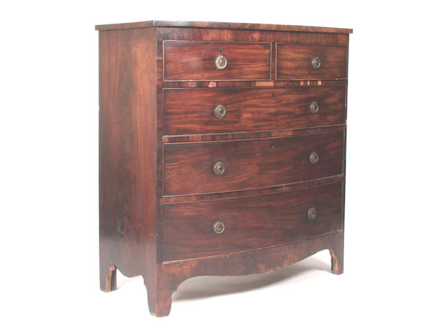 An early Victorian mahogany bowfronted chest of drawers