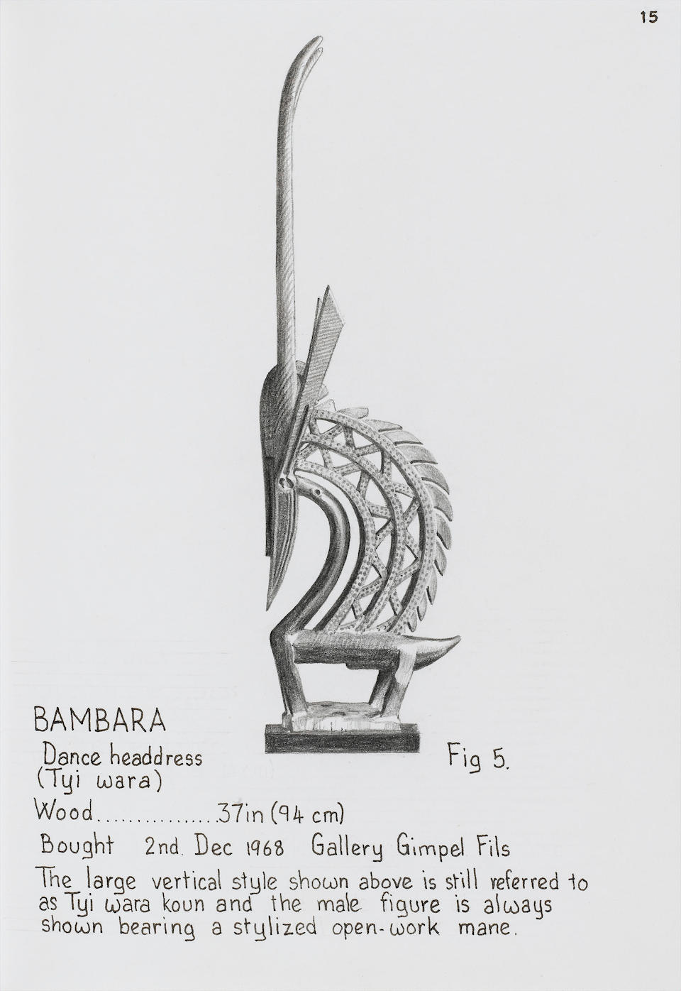 A Bambara antelope dance headdress Chi'wara 94cm