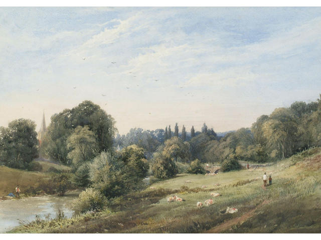 George Arthur Fripp (1813-1896) 'River meadow', 32 x 45cm