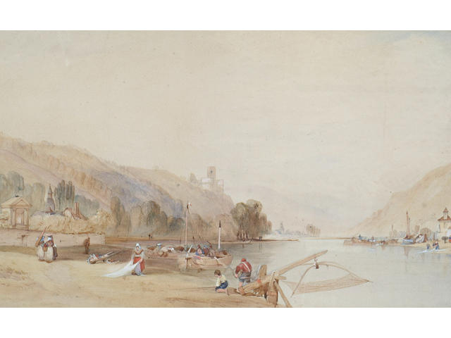 Attributed to James Baker Pyne (1800-1870) 'Crevecoeur Castle on the Meuse', 30 x 50cm (12 x 19 1/2in)