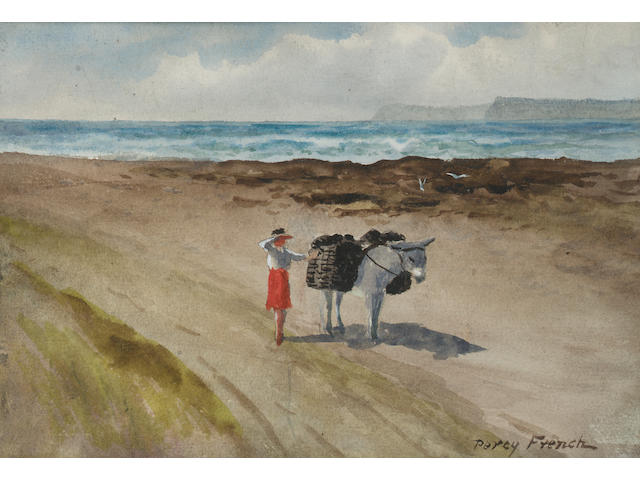 William Percy French (1854-1920) The beach at Portrush, County Antrim 16.5 x 24.1 cm. (6 1/2 x 9 1/2 in.)