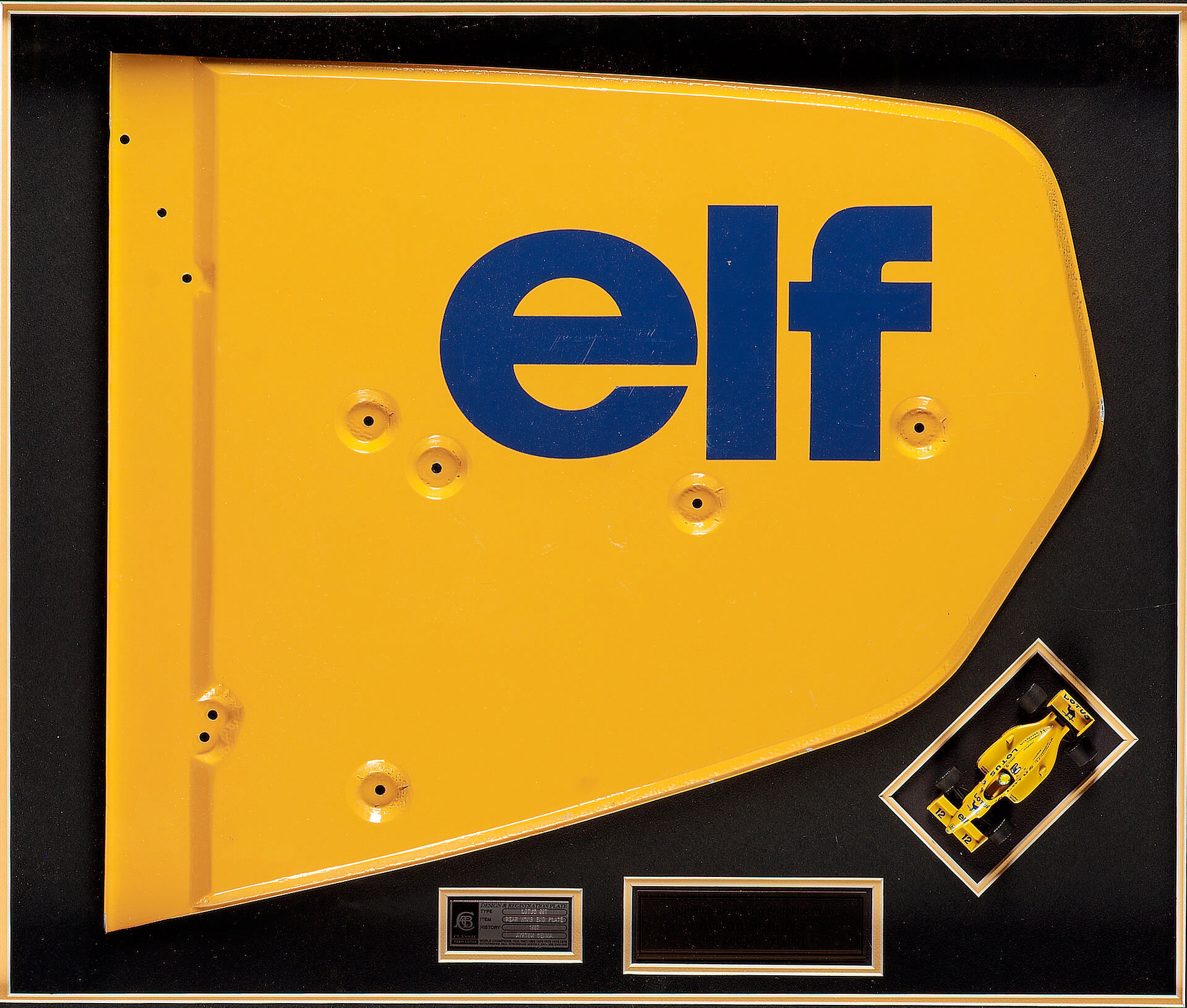 Lotus 99t Rear Bonhams Cars : Ayrton Senna's Lotus 99T rear wing end plate, 1987,
