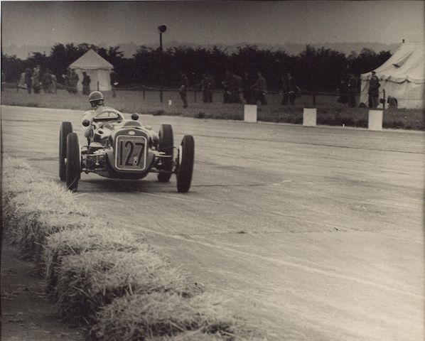 Bonhams : A monochrome photoprint of Tony Rolt in the ERA Delage at ...