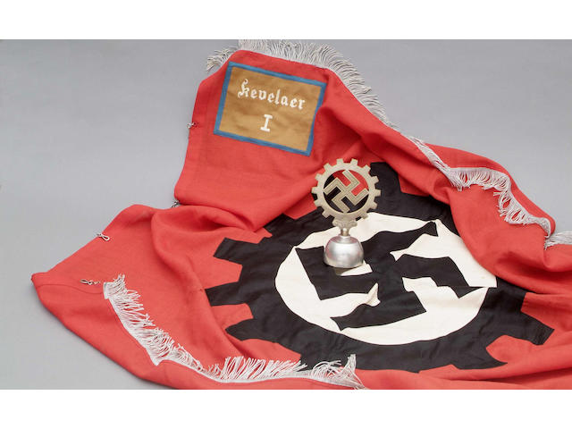 A Third Reich DAF banner and banner top