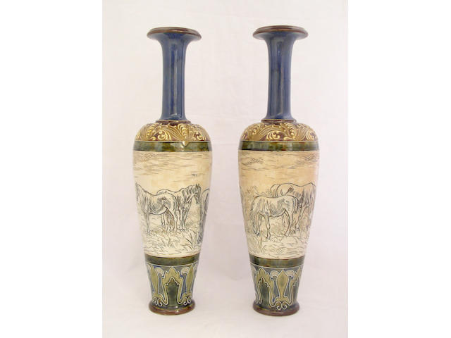 Lambeth A pair of Doulton Lambeth vases by Hannah Barlow