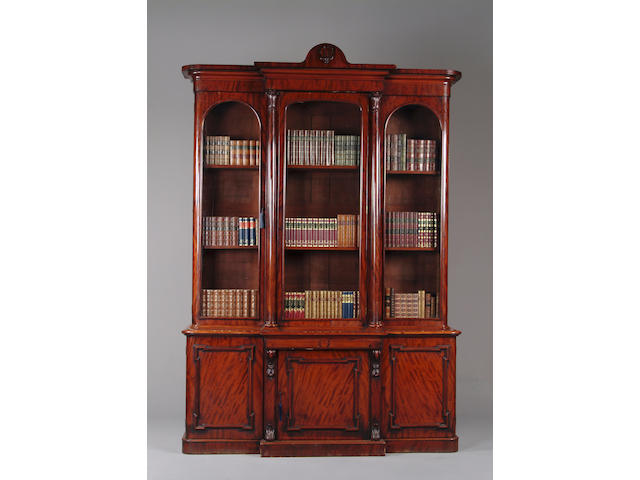 A Victorian mahogany breakfront bookcase