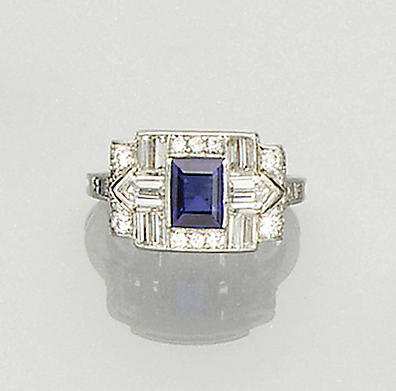 A sapphire and diamond dress ring, by Tiffany & Co.,