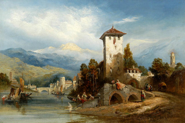 James Holland (1800-1870) Lake Orta, Italy 50.5 x 76cm (20 x 30in).