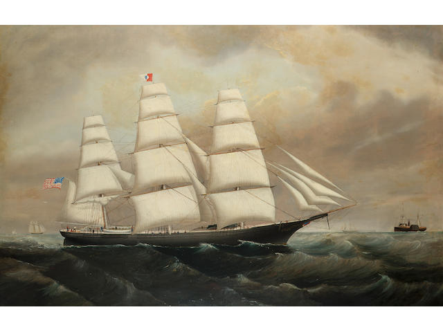 Circle of William Howard Yorke (British, 1847-1921) The legendary American clipper &#147;Red Jacket&#148; at sea during her record-breaking North Atlantic run in January 1854 80.7 x 120.6cm. (31 3/4 x 47 1/2in.)